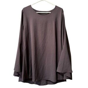 Highness Women‎ Long Bell Sleeve Blouse Size 1X Polyester Boho Hippie Peasant